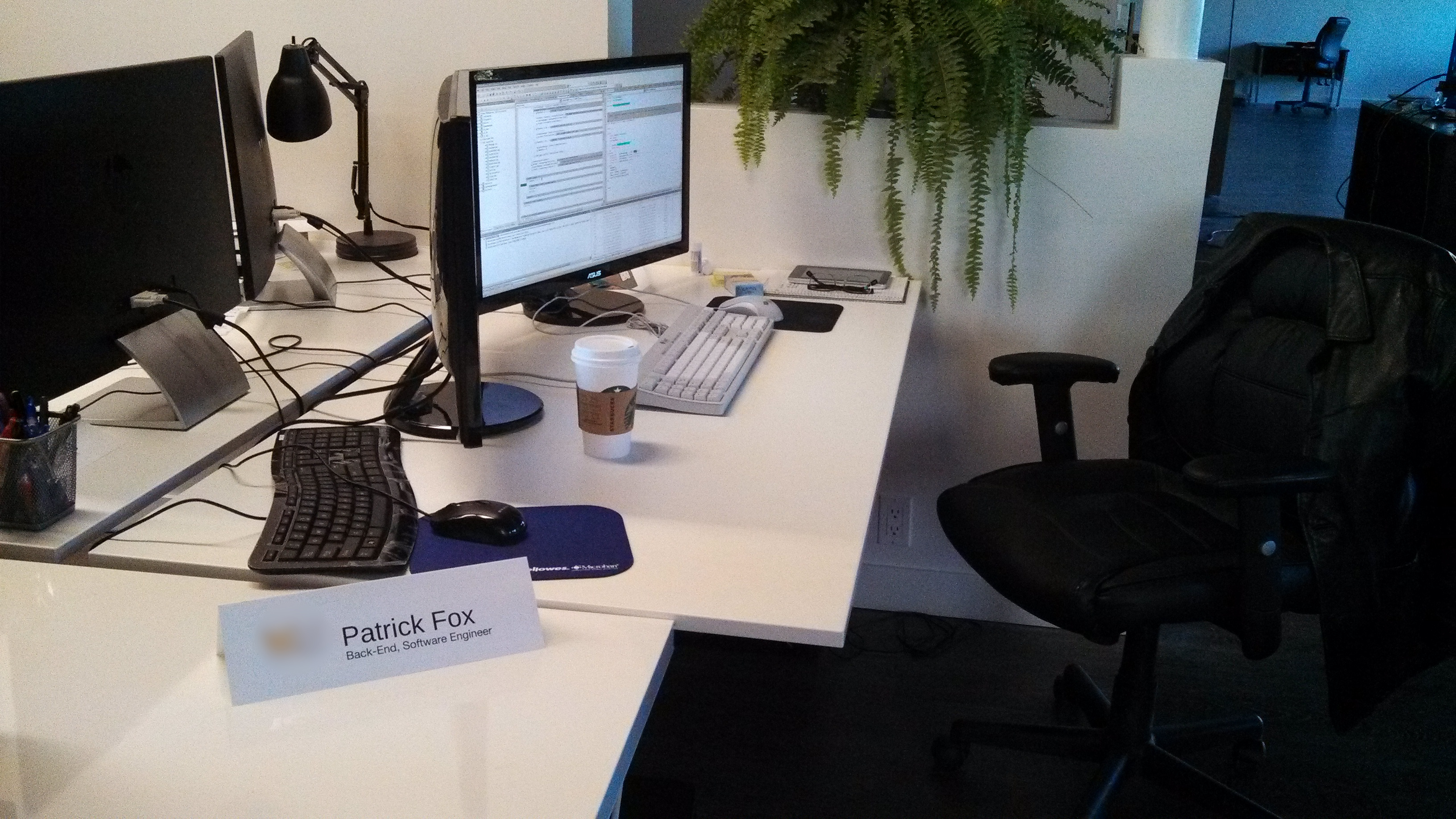 Patrick Fox's desk at the office